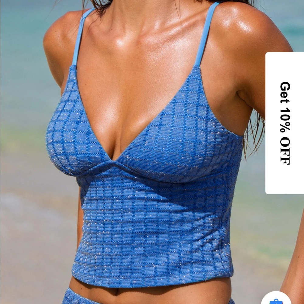 Blue Textured Bikini Set